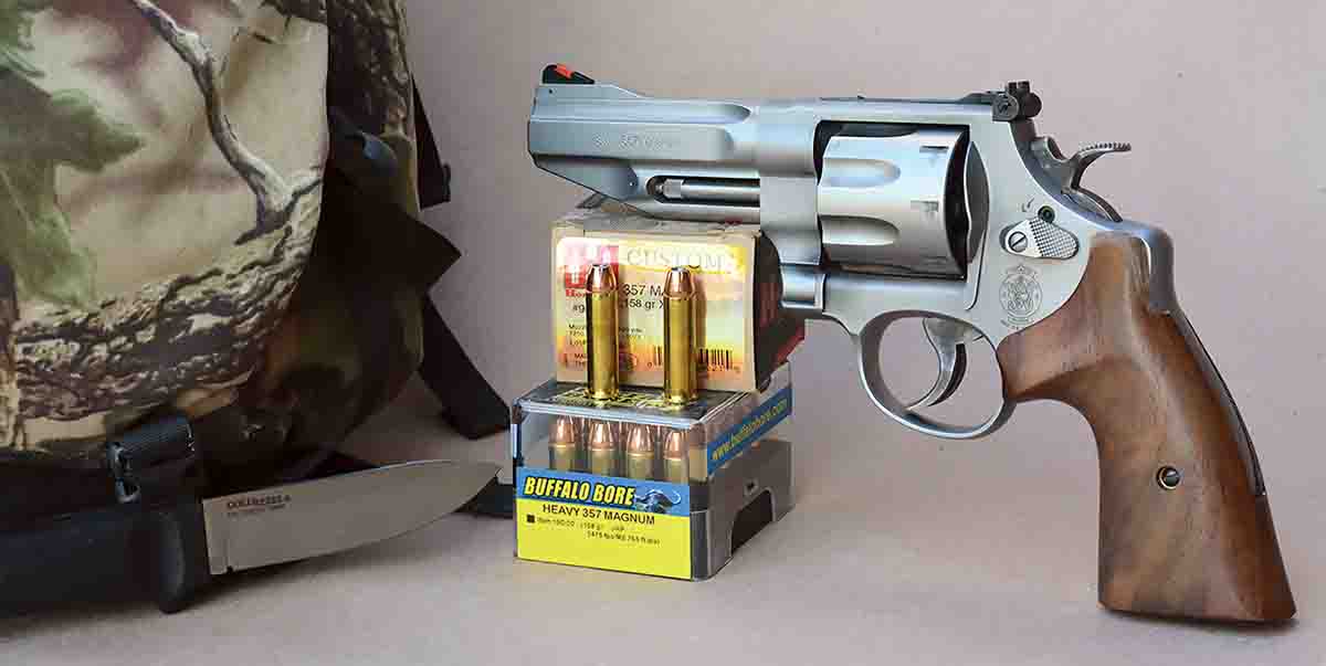 The Smith & Wesson Model 627 .357 Magnum is an excellent general purpose field pistol suitable for hunting or defense applications.